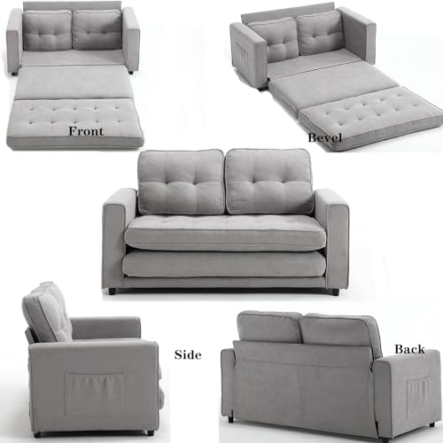 Futon Loveseat Sofa Bed,Convertible Folding Futon Couch Breathable Small Couch,Adjustable Pull Out Chaise Lounge Couch for Compact Living Studio in Living Room and Bedroom,Offices,Dorm (Dark Grey/1)