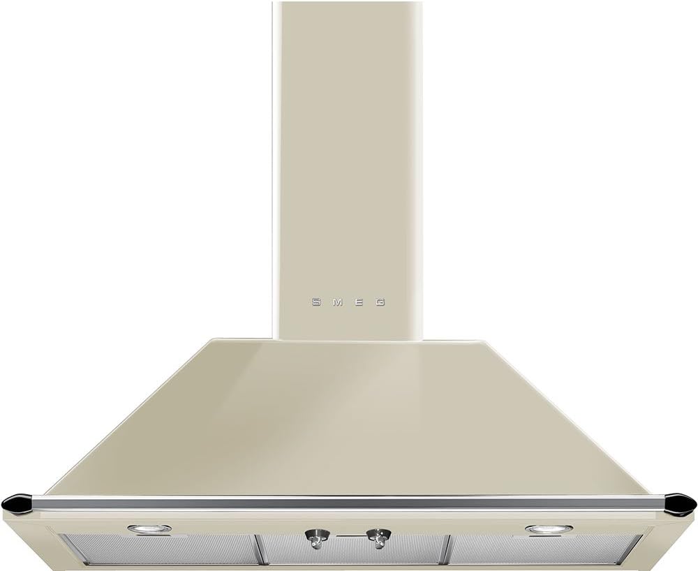 Smeg KT90PU 36" Wall Mount Chimney Range Hood with 600 CFM and 4 Fan Speeds, Cream