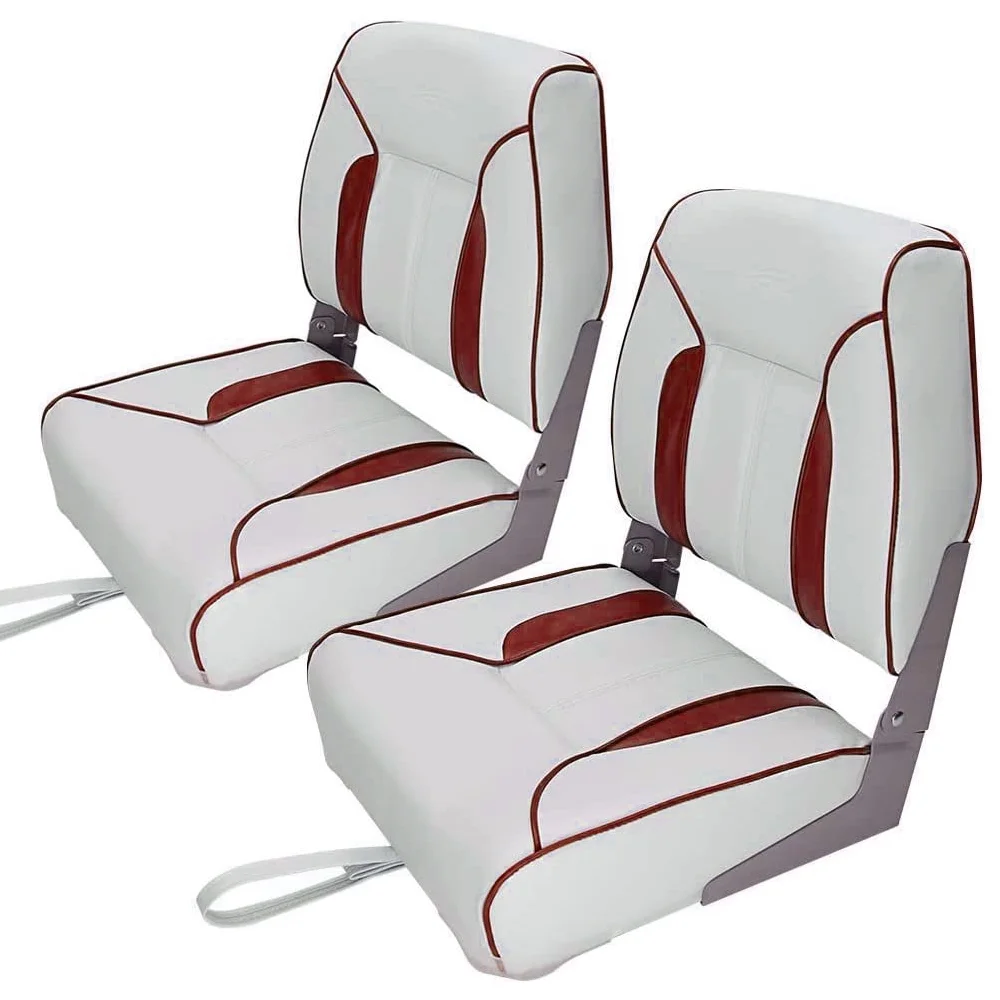 MSC Fishing Folding Boat Seats,One Pair Pack (S103 White/Red)