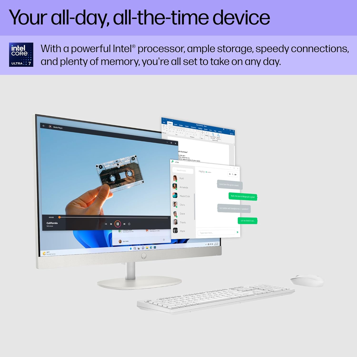 HP Newest 27" All-in-One Desktop Computer, FHD IPS Touchscreen, Intel Core Ultra 7-155U 12-Core Processor, 64GB DDR5, 1TB SSD, Wi-Fi 6, HDMI, Wireless KB&Mouse, Windows 11 Home, P500 Portable SSD