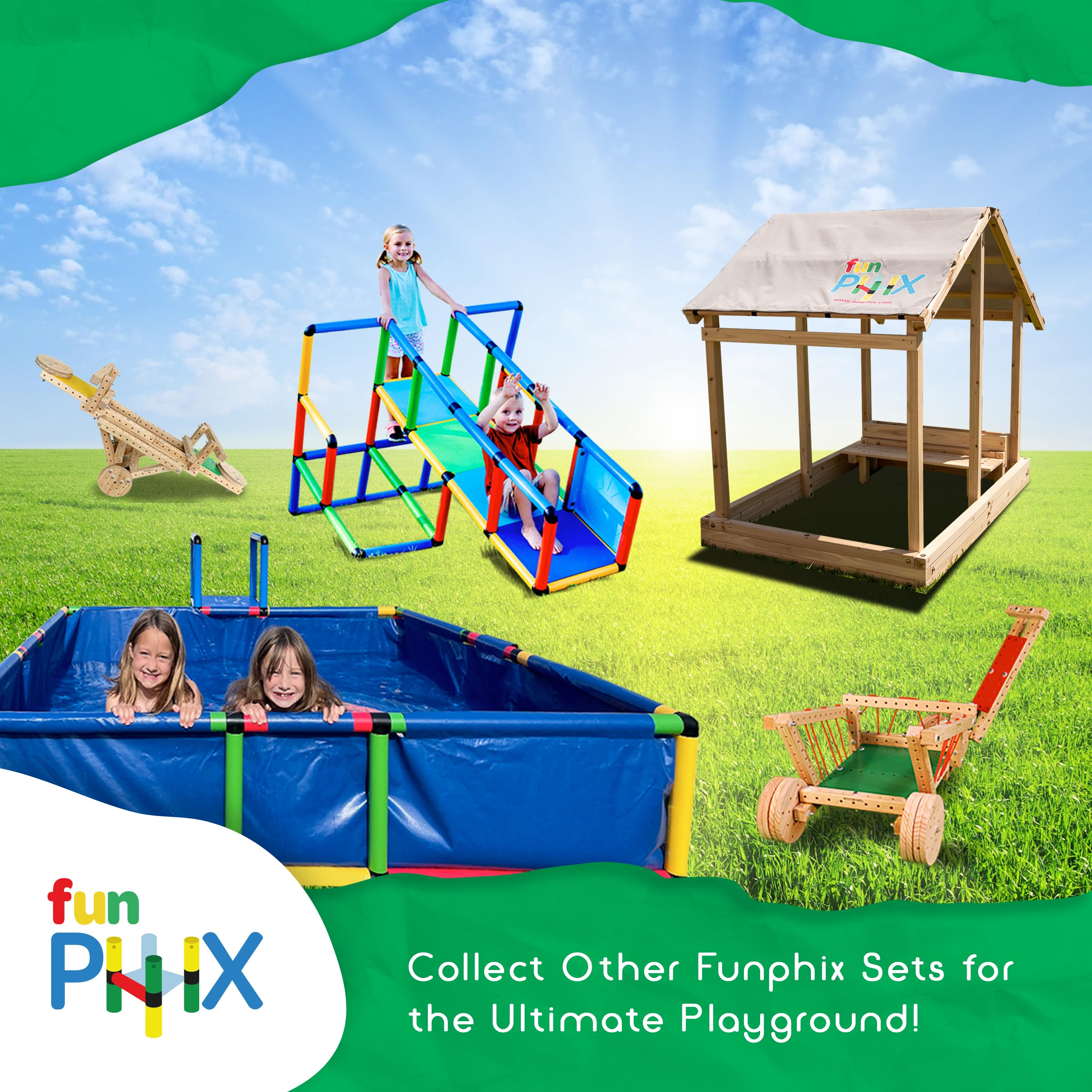Kids Sandbox Outdoor Playset -Funphix Dig n Play Sandbox with Canopy, Bench, & Flower Planter - Promote Learning & Fun Play with Durable & Easy to Assemble Playsets for Backyard Sand Toys