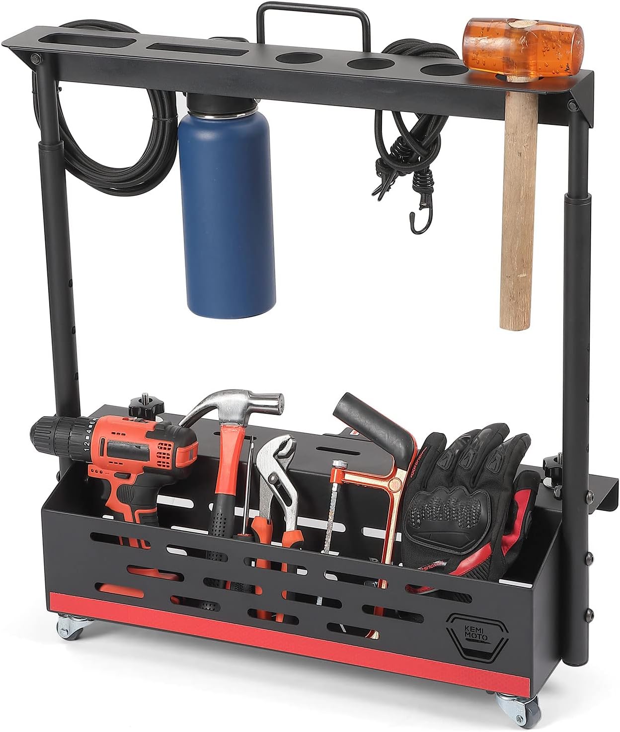 Ranger Tool Rack, kemimoto Cargo Rack with Wheels for Move Conveniently, Aluminum Bed Storage Rack Compatible with Polaris Ranger 500 570 800 900 XP 1000 Crew