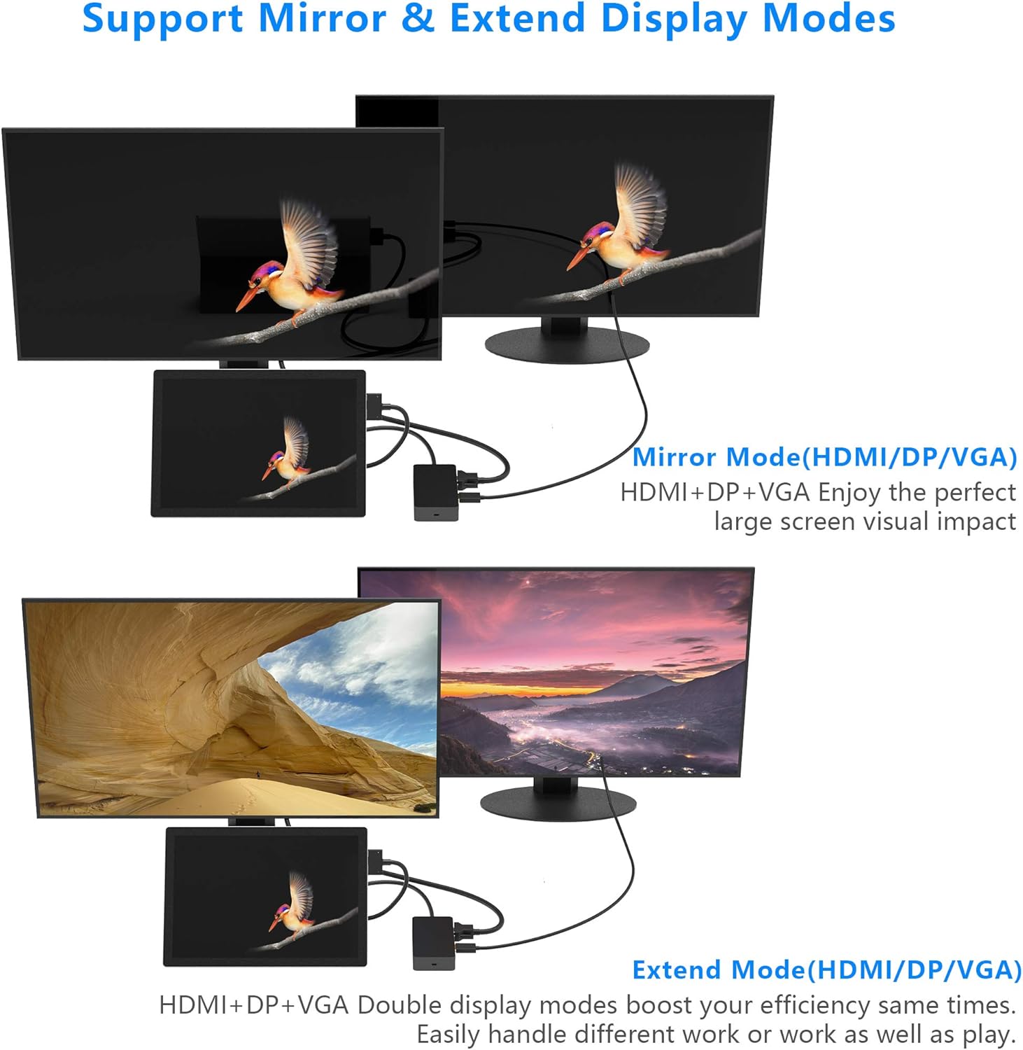 Surface Pro Dock for Surface Pro 4/Pro 5/Pro 6 USB Hub Docking Station with Gigabit Ethernet, 4K HDMI VGA DP Display, 3xUSB 3.0, Audio Out, USB C, SD/TF Card Slot Combo Dock Only for Surface Pro 4/5/6