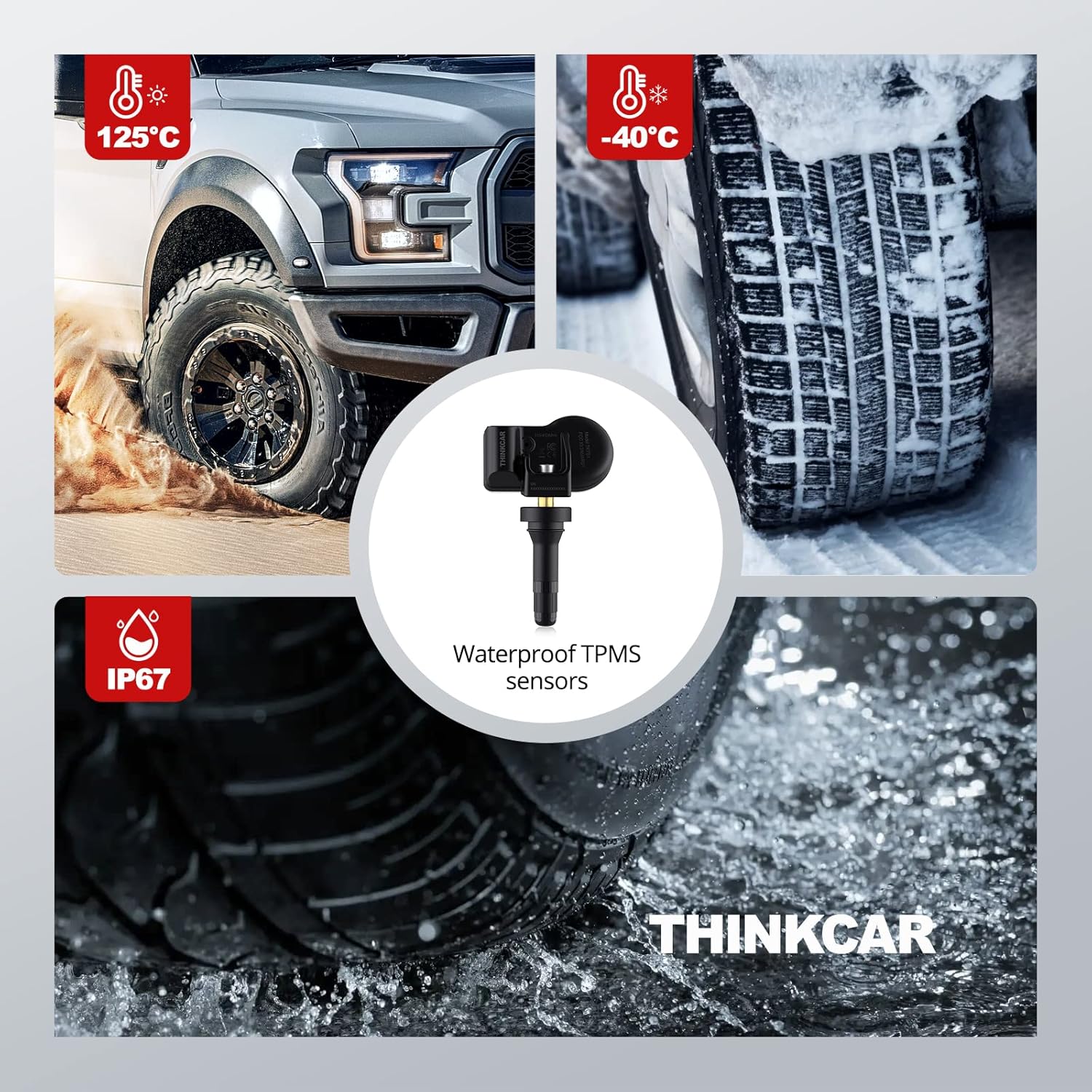 THINKCAR 433+315 MHz Tire Pressure Sensor, THINKTPMS S1 Screw-in Rubber Stem OE-Level Sensor for All Cars, Replace 98% OEM Tire Sensors, for THINKTPMS G1,THINKTOOL Mini, PD8, PRO