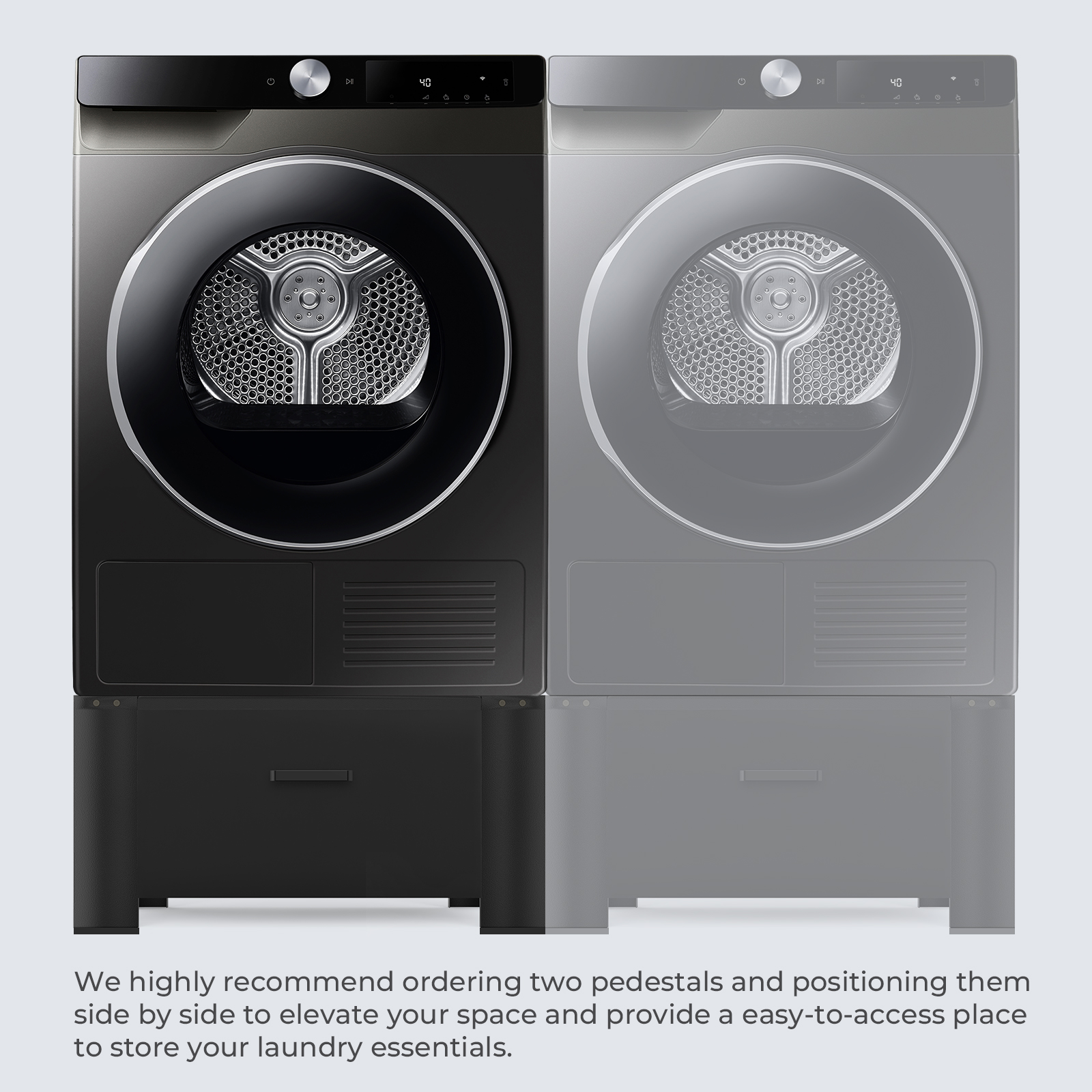 Washing Machine Pedetal with Drawer 350Lb Heavy Duty Inlife 29" Laudary Pedestal Upgraded Design, Washer and Dryer Stand, Black