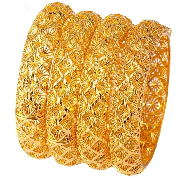 18k Gold Filled Over Silver Womens Italian Cut Opening 7" Bangle Bracelet