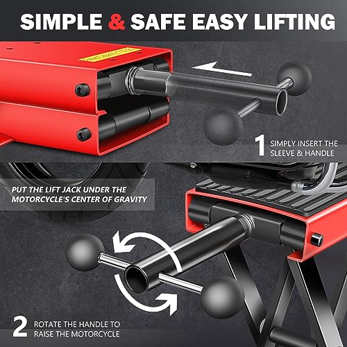 DNA MOTORING Motorcycle Lift Table 1000lbs Capacity Motorcycle Support Stand L 86.2in x W 22in Motorcycle Lift Jack Lifting Range 7.2-30.3in Black TOOLS-00780