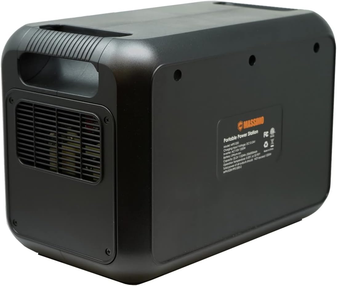 Massimo Portable Power Station 1200W, 1132wh Solar Generator, (Solar Panel Optional) with 13 convenient outputs, Pure Sine Wave AC Solar Mobile Lithium Battery Pack for Outdoor RV/Van Camping, Emergency