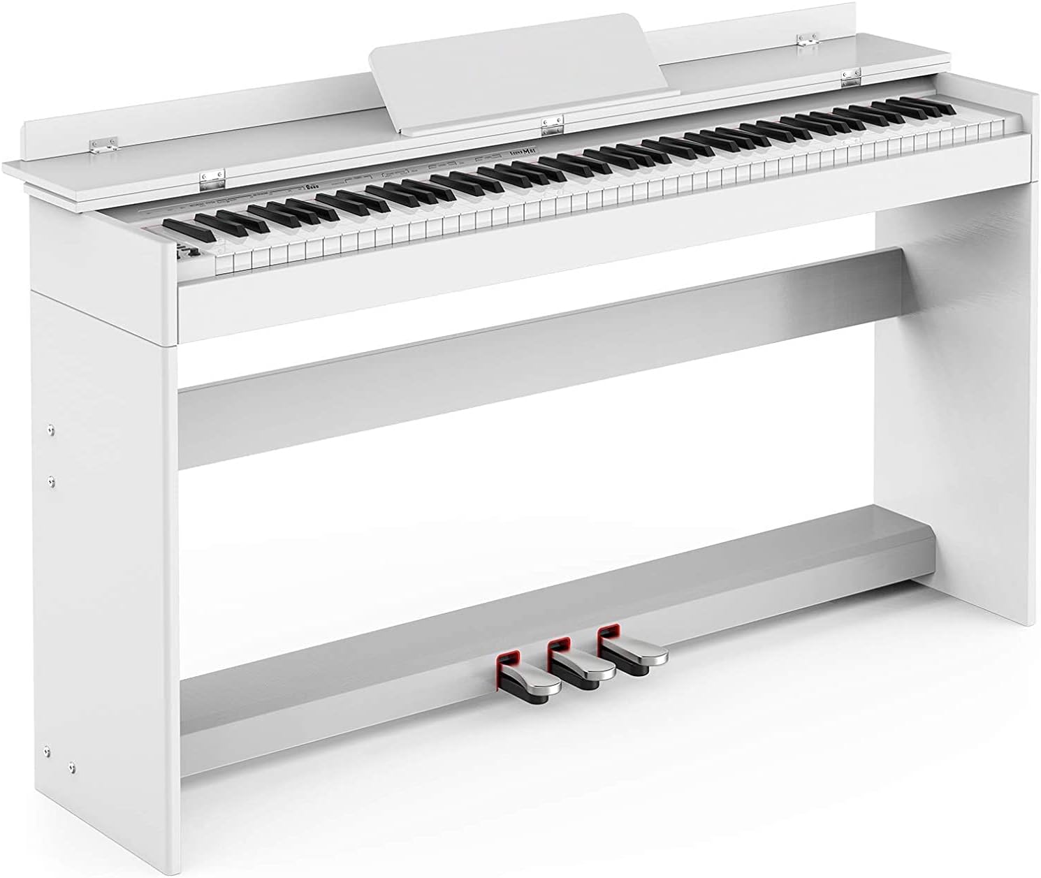 Setting 88-Key Weighted Digital Piano, Electric Upright Piano with 3-Pedal Unit Board, LCD Screen, Multi-Functional Full Size Keyboard & Power Adapter for Beginner/Adult (White), 53.5x29.9x12.2''