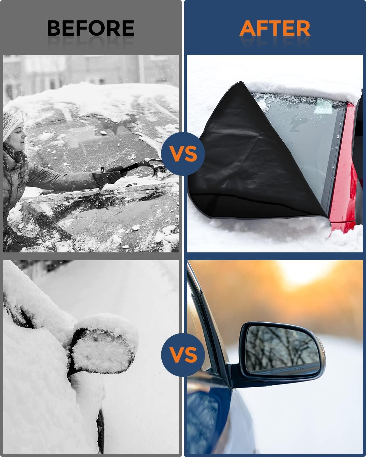ISSYAUTO Windshield Snow Cover Fit for Truck Pickup Larger Windshield Cover for Ice and Snow, Waterproof Thicken Winter Windshield Cover Compatible with f150, Silverado, Tacoma, Tundra, Ram Pack of 2