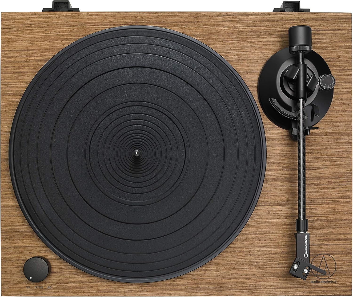 Audio-Technica AT-LPW40WN Fully Manual Belt-Drive Turntable, 2 Speeds, Dynamic Anti-Skate Control, Carbon-Fiber Tonearm Walnut