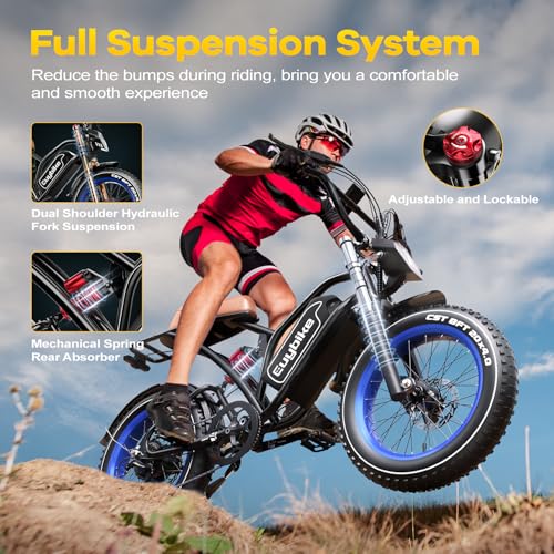 Electric Bike for Adults, 2000W/3000W Peak Single/Double Motor with 48V/52V 25AH/30AH Battery, 20"x4.0" Fat Tires 35MPH/37MPH Ebike, Dual Hydraulic Disc Brake Full Suspension Electric Bicycle