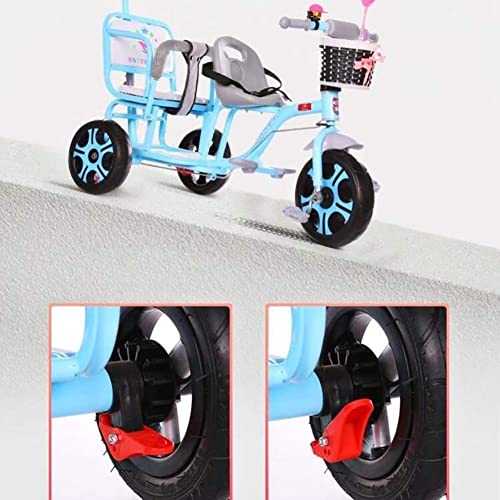 NUBAO Double Lightweight Child 3 Wheel Bike Children 4 in 1 Trike Twin Seat with Basket, Detachable Push Handle, Safety Harness, Storage, Footrest, Brake Suit for 12 Months - 6 Years