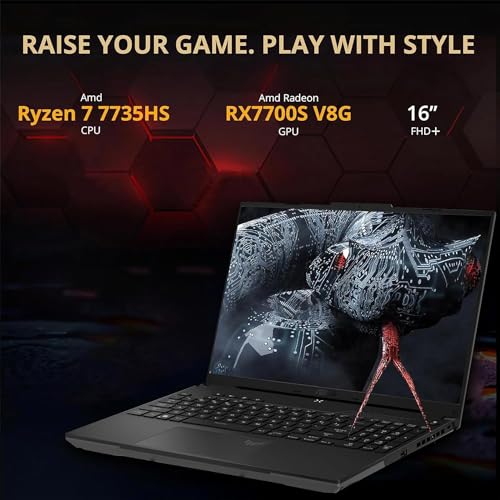 ASUS TUF Gaming A16 (2024) Gaming Laptop, 16” FHD+ 165Hz 16:10 Display, 8-Core AMD Ryzen 7-7735HS, AMD Radeon RX7700S(>RTX4060), RGB Backlit KB, WiFi 6, Win11 Home, W/Portable SSD(16GB|512GB SSD)