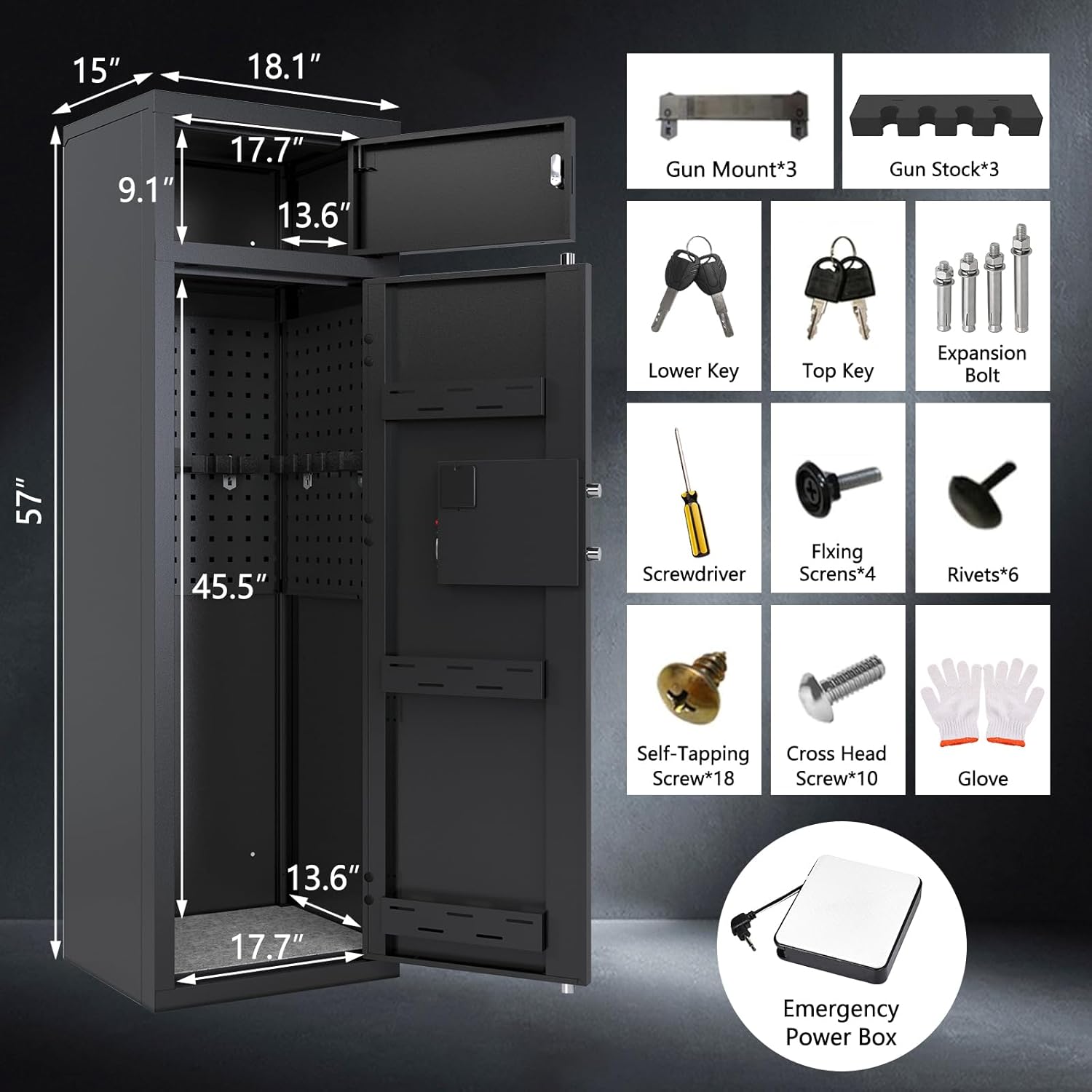 KAER 10-12 Gun Safe,Gun Safes & cabinets,Gun Safes for Home Rifles and Pistols, Gun Safes for Home Rifle and Pistols, Quick Access Gun Safes for Rifles and Shotguns with Keypad,Silent Mode