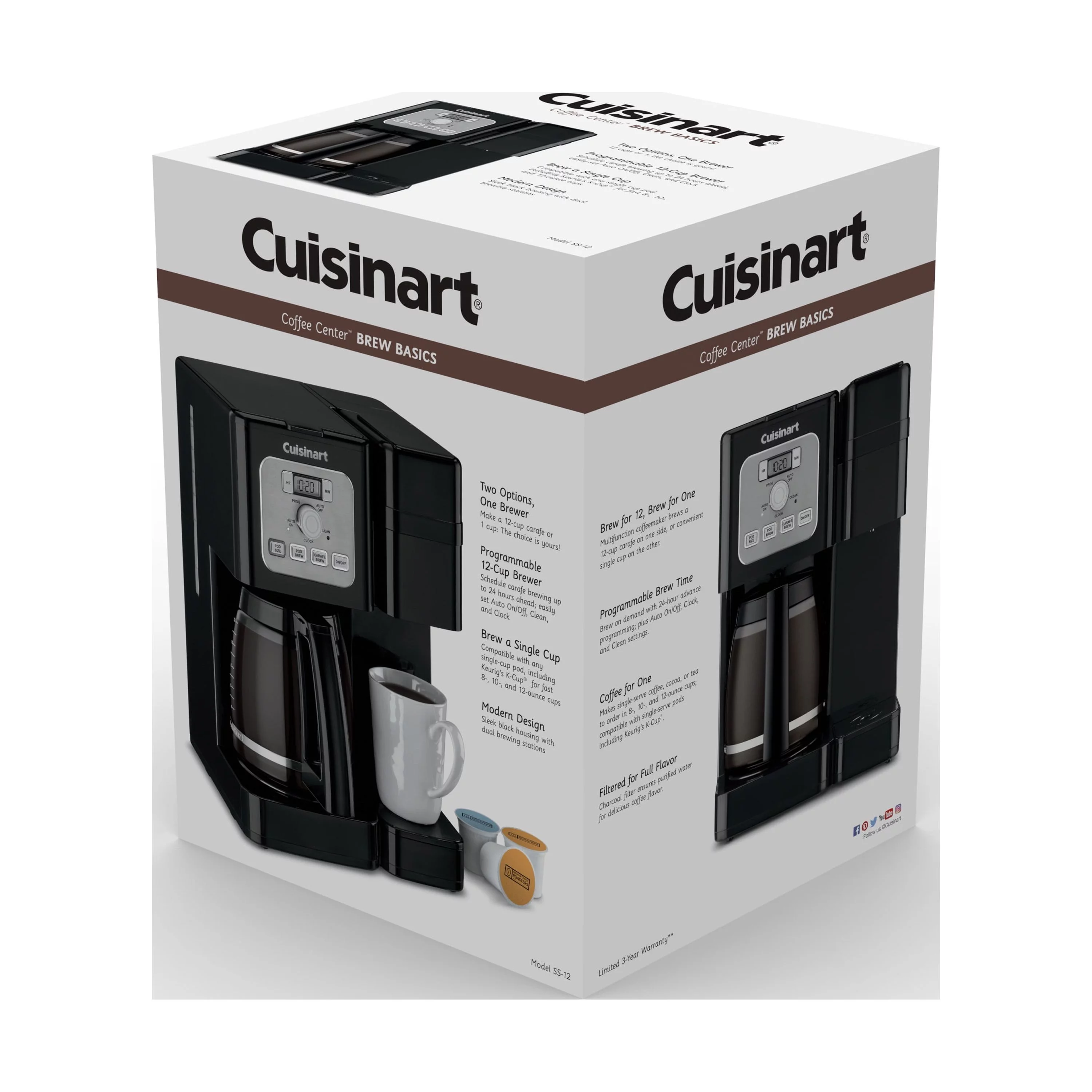 Cuisinart 12 Cup Programmable Single-Serve Brewer, Black, SS-12WM