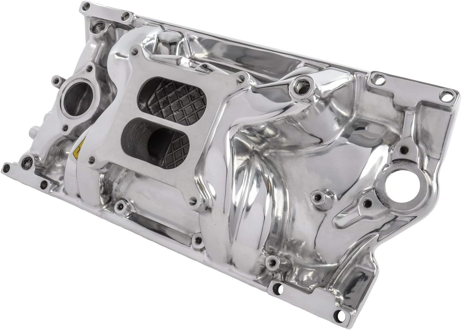 JEGS Small Block Chevy 1996-2002 Intake Manifold | For Use With Vortec Cast Iron Cylinder Heads | Non-EGR Design | Idle - 5500 RPM Power Range | Polished Aluminum | Square Bore Carburetor Mounting Pad