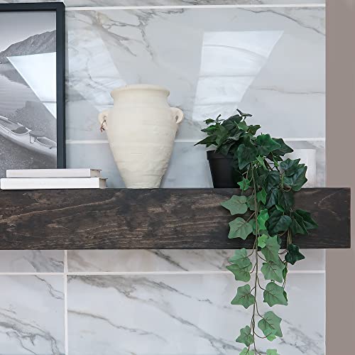 Modern Fireplace Mantel, Contemporary, Floating Mantle, Shelf, Hand Crafted, (Brown, 48Lx6Hx8D)