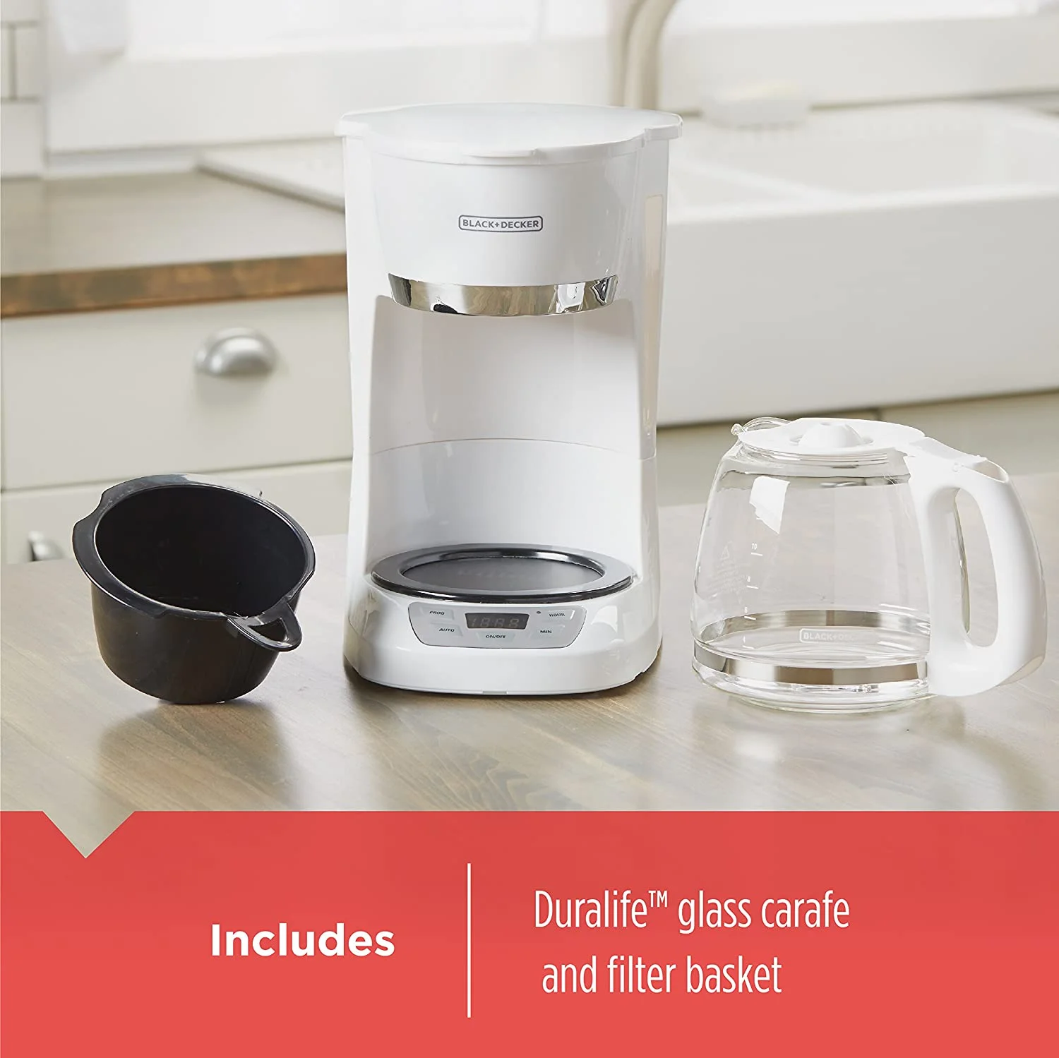 New Black & Decker CM1160W Programmable Coffee Maker, White, 12 Cup,Each