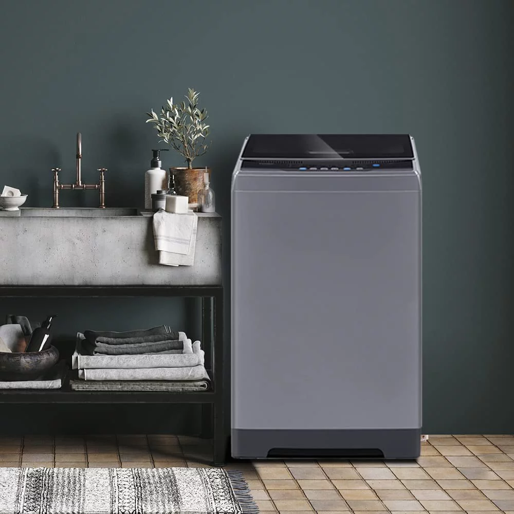 Comfee 1.6 Cu.ft Portable Washing Machine, 11lbs Capacity Fully Automatic Compact Washer with Wheels, 6 Wash Programs Laundry Washer with Drain Pump, Ideal for Apartments, RV, Camping, Magnetic Gray