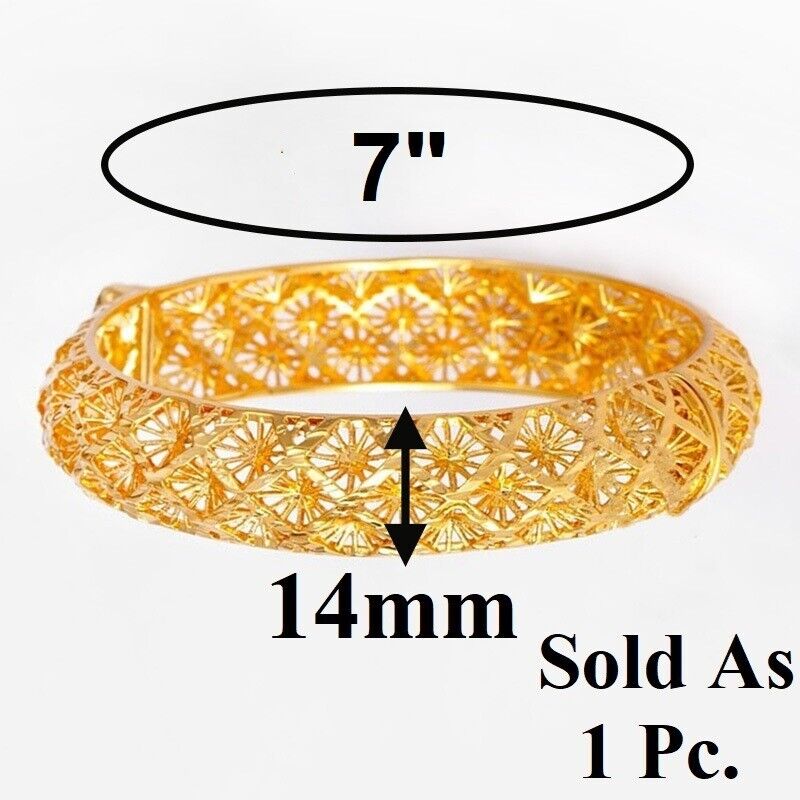 18k Gold Filled Over Silver Womens Italian Cut Opening 7" Bangle Bracelet