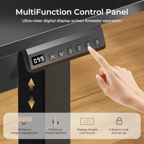 COMHOMA Electric Standing Desk with Drawers, 48 x 24'' Sit Stand up Desk with Monitor Stand, Laptop Stand, Height Adjustable Ergonomic Home Office Computer Desk with Memory Preset Controller (Black)