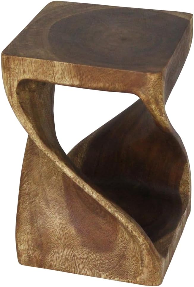 Haussmann® Original Wood Twist End Table 12 X 12 X 18 in High Walnut Oil