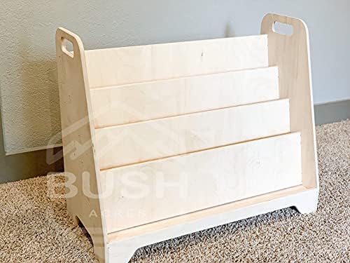 Bush Acres Large Montessori Bookshelf | Toddler Bookcase - Kids Library - Montessori Wooden Furniture | Nursery Gift | Wooden Book Shelf - Made in USA