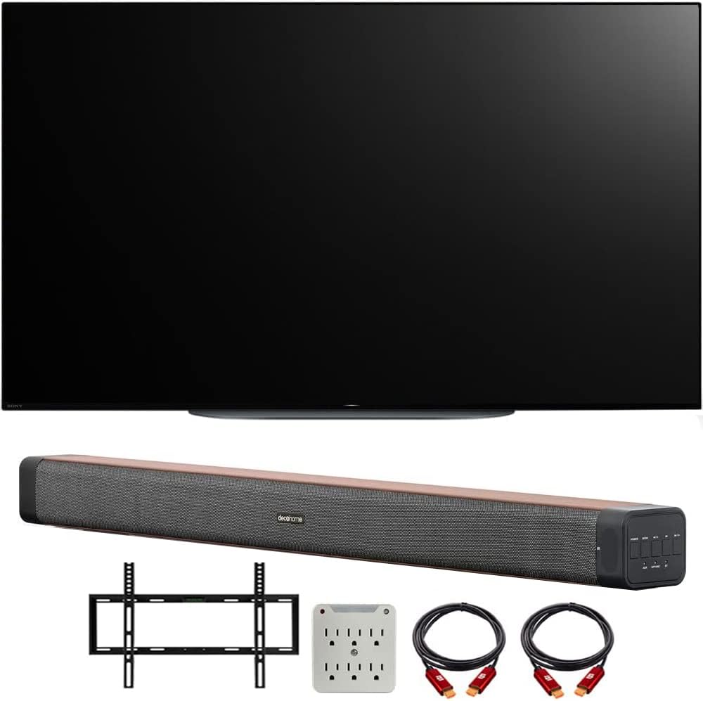 Sony XR42A90K Bravia XR A90K 42" 4K HDR OLED Smart TV (2022) Bundle with Deco Home 60W 2.0 Channel Soundbar, 37"-100" TV Wall Mount Bracket Bundle and 6-Outlet Surge Adapter
