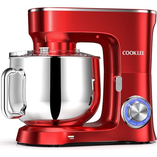 COOKLEE Stand Mixer, 9.5 Qt. 660W Electric Kitchen Mixer with Dishwasher-Safe Dough Hooks, Flat Beaters, Wire Whip & Pouring Shield Attachments for Most Home Cooks, Silver