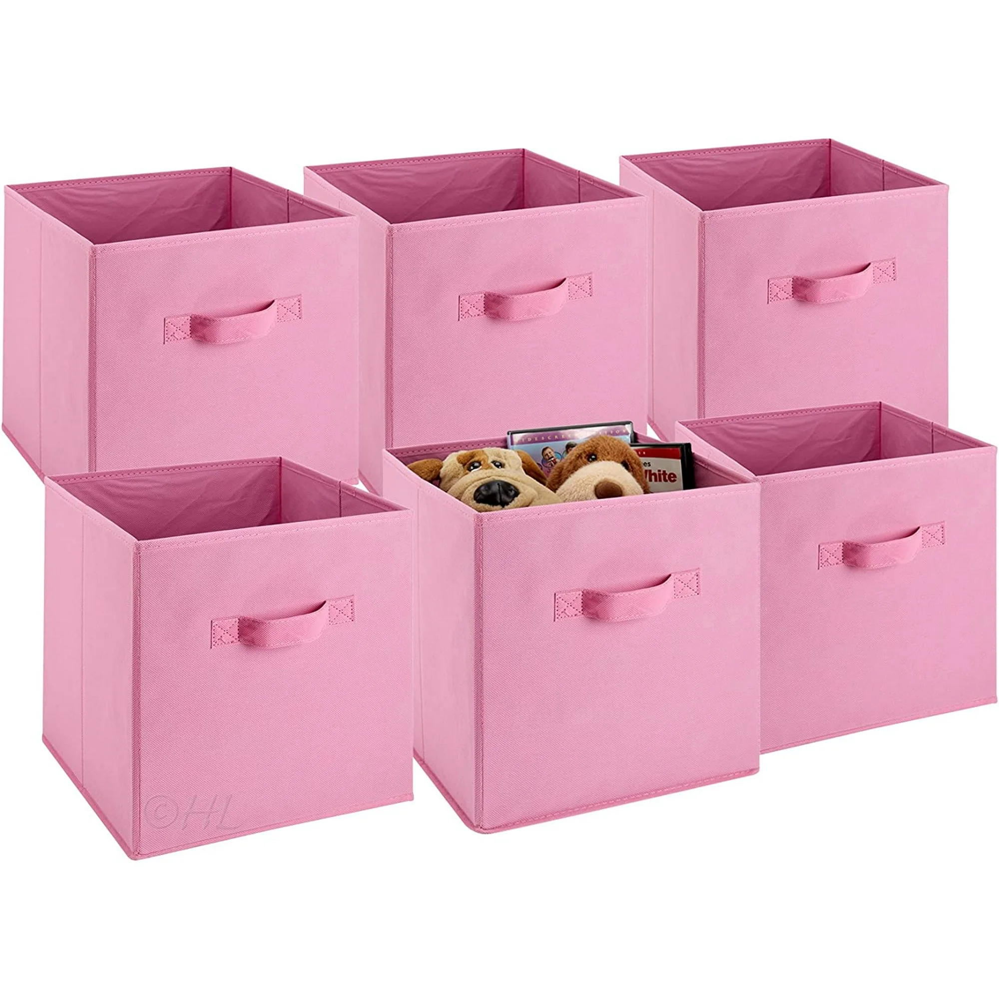 Foldable Laundry Storage Bins 6-Pack – Collapsible Cube Organizers for Shelves, Closets, Underbed, Clothes, Toys – Shiny Silver