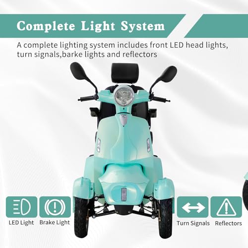 4 Wheel Mobility Scooters for Adults,800W Heavy Duty Powered Mobility Scooters for Seniors, All Terrain Motorized Scooters with Seats for Traveling and Shopping, Remote Key (Red)
