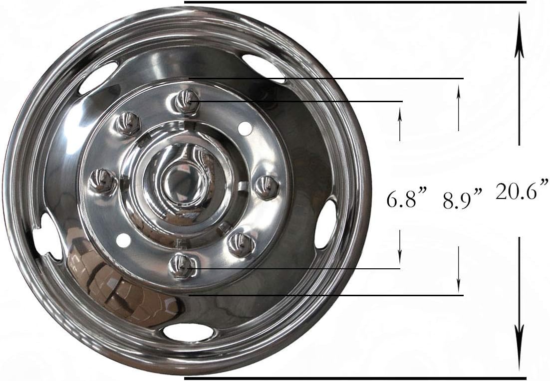Kucaruce Set of 4 19.5 10 Lug Wheel Skins Hub Caps Rim Covers Stainless Steel Wheel Simulators For 2008-2020 R_a_m 4500 5500 Pickup