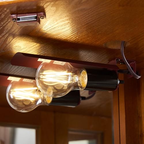 Suteck Corner Curio Cabinet with Lights, Adjustable Tempered Glass Shelves, Mirrored Back, Display Cabinet,Cherry (E26 light bulb not included)