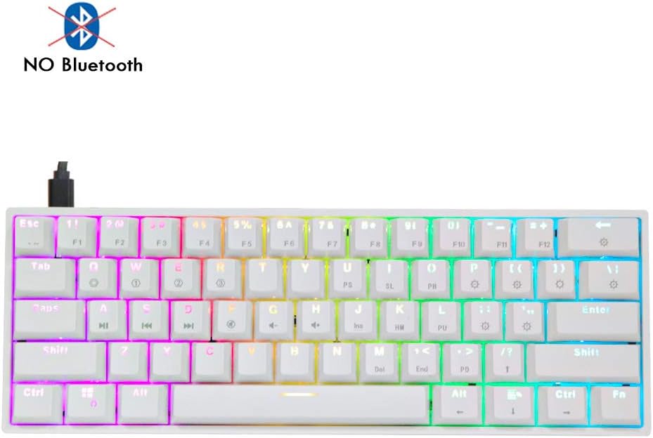 EPOMAKER SKYLOONG GK61 SK61 61 Keys Hot Swappable 60% Mechanical Keyboard with RGB Backlit, Doubleshot ABS Keycaps, Dustproof for Win/Mac/Gamers（Gateron Optical Blue, White