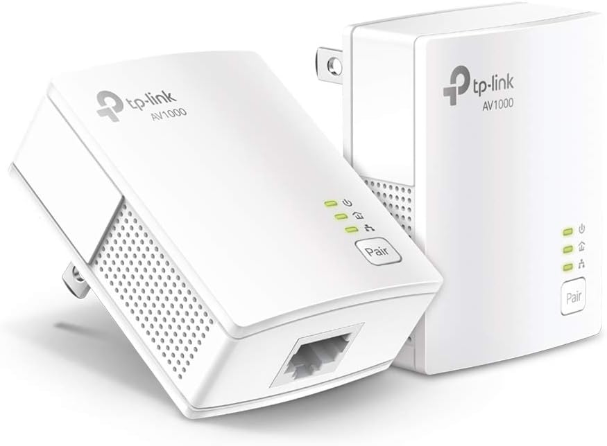 TP-Link Powerline Ethernet Adapter Starter Kit - AV1000 Gigabit Port, Plug&Play, Ethernet Over Power, Nano Size, Ideal for Smart TV, Online Gaming, Wired Connection Only (TL-PA7017 KIT) Pack of 2