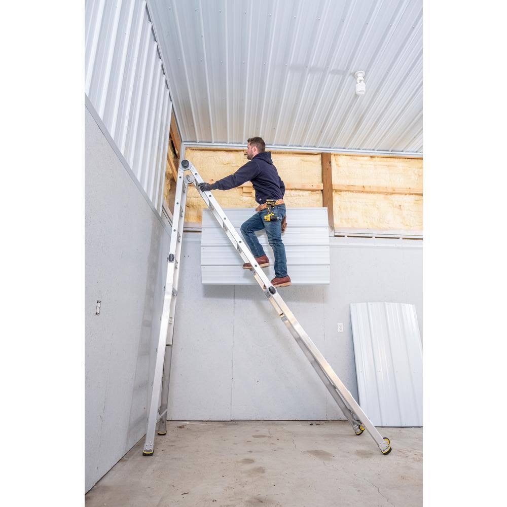 Gorilla Ladders 26 ft. Reach MPXW Aluminum Multi-Position Ladder with Wheels, 375 lb. Load Capacity Type IAA Duty Rating