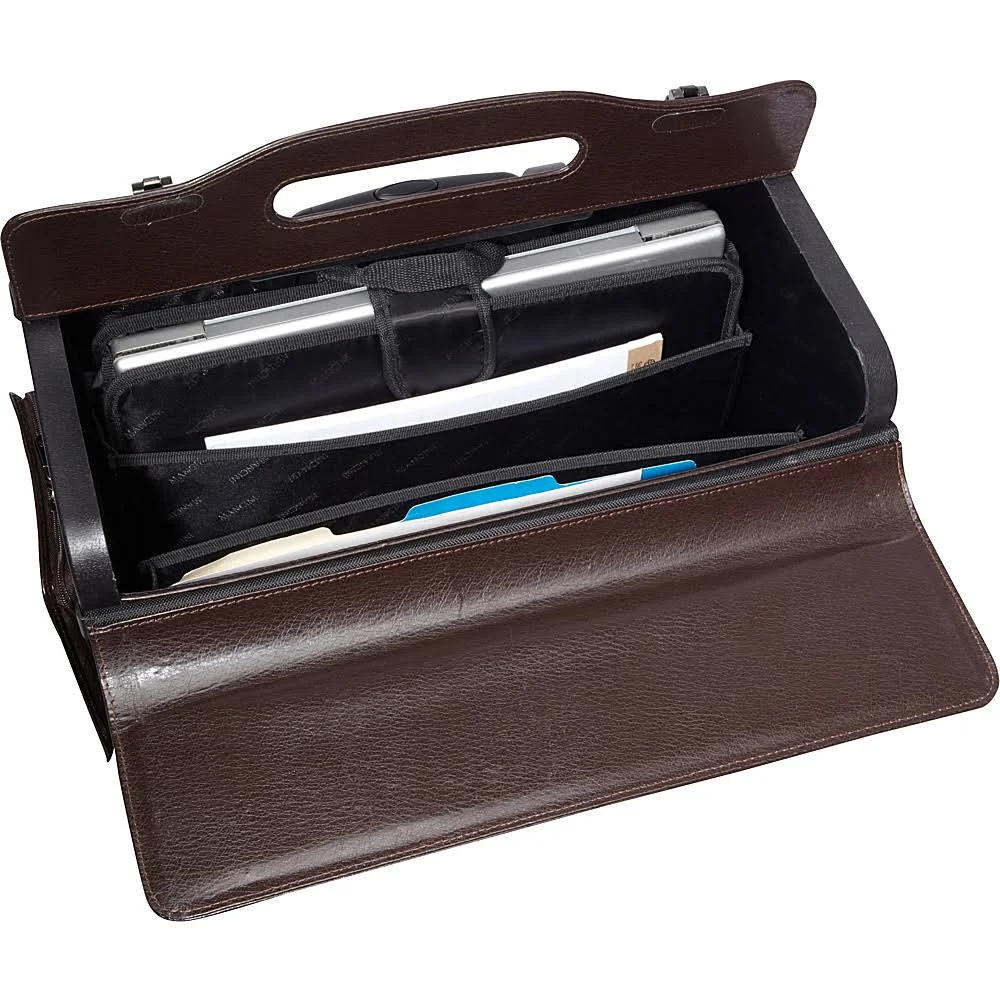 Mancini Leather Goods Wheeled Laptop Catalog Case Black