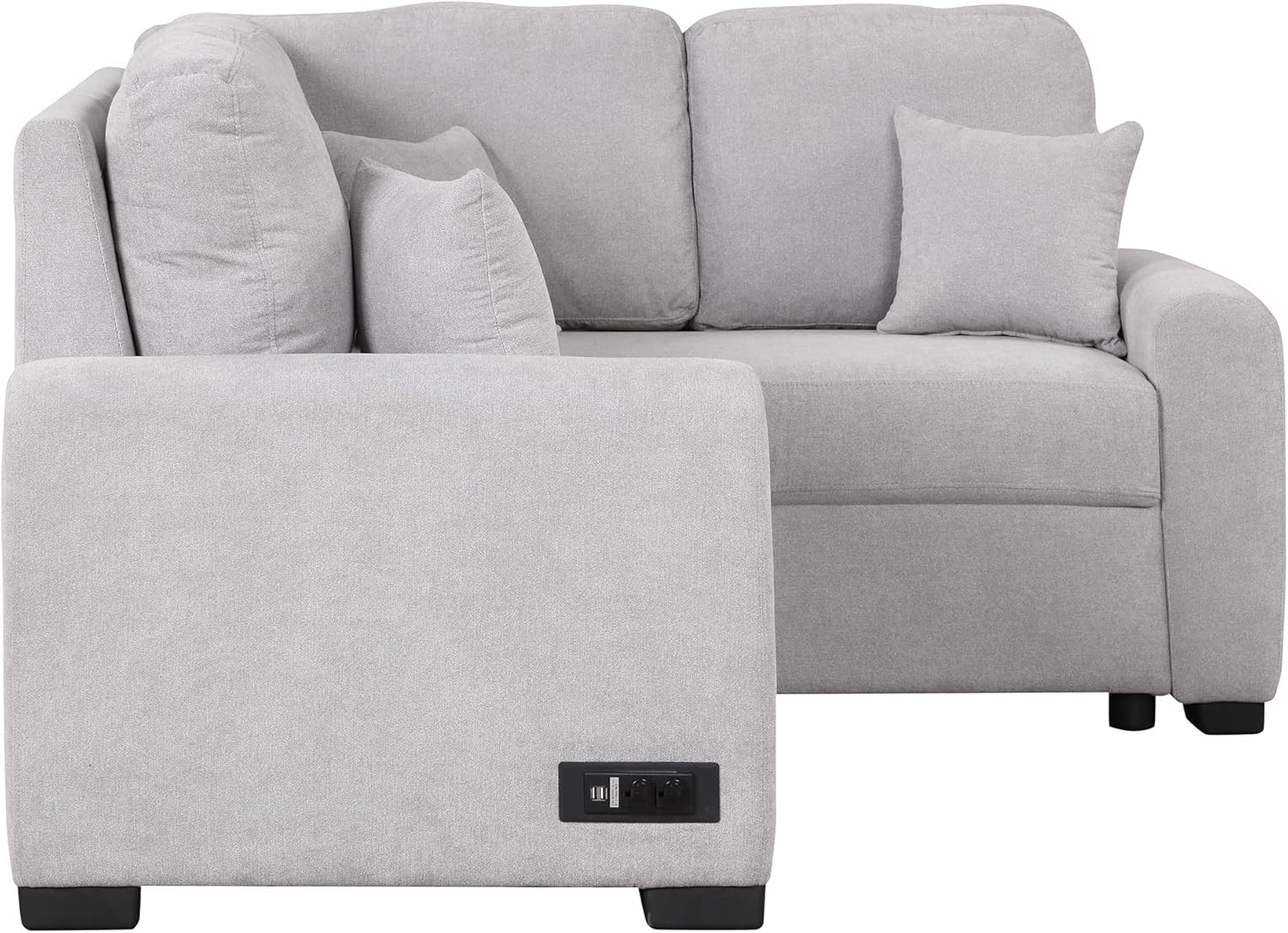 LUMISOL 87.4" L-Shape Sectional Sofa with USB Charging Port and Plug Outlet, Pull-Out Sofa Bed with 3 Pillows for Living Room Small Apartment, Grey