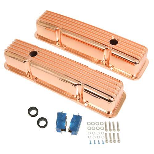 SBC 350, 400, 305 Summit Racing Diecast Aluminum Valve Covers - Copper Plated, Tall, Small Block Chevy | Summit Racing Equipment