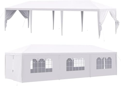 Devoko 10'x30' Heavy Duty White Party Tent - Waterproof Outdoor Wedding Canopy for Backyard, Patio & Events