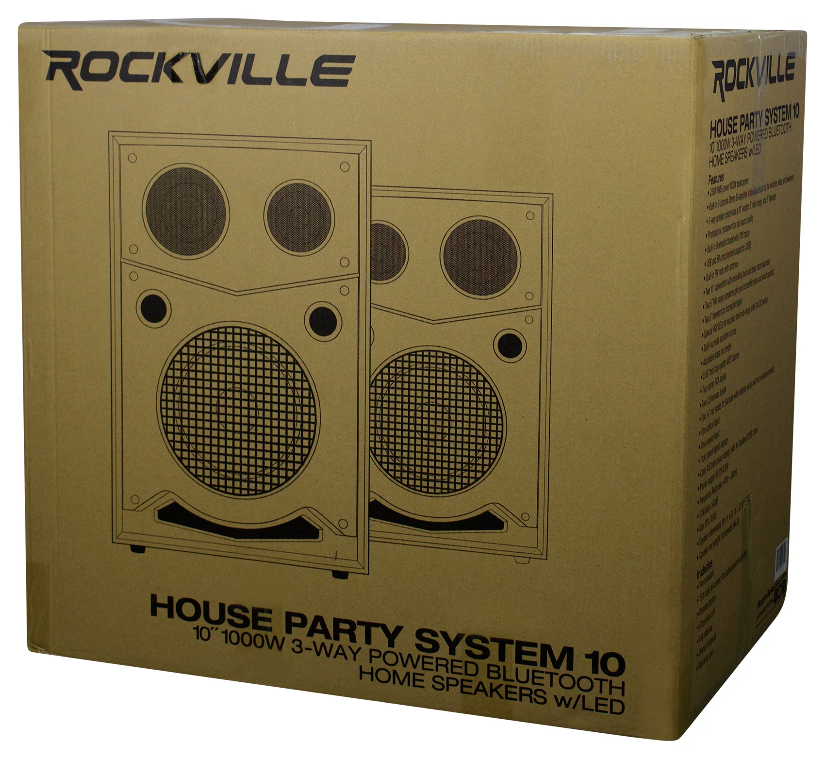 Rockville HOUSE PARTY SYSTEM 10" 1000w Bluetooth LED Booming Bass Home Speakers