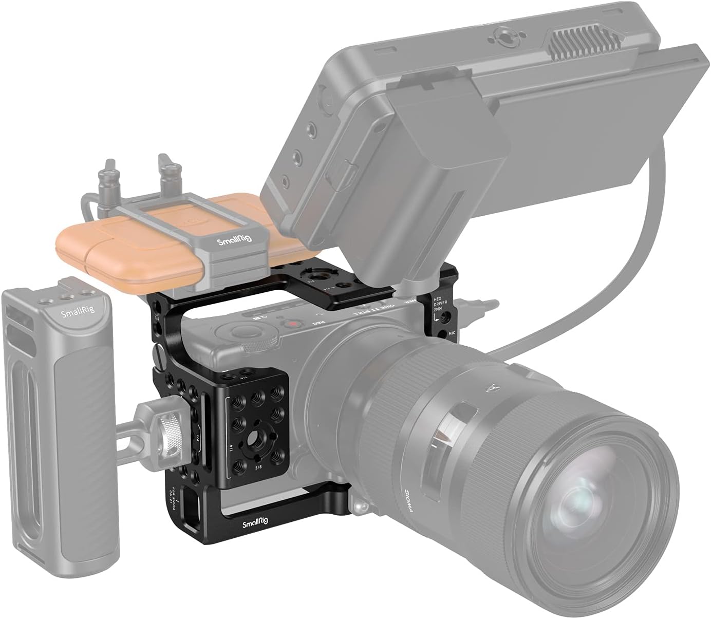 SmallRig Full Cage Only for Sigma fp & fp L Series, Comes with NATO Rail, Locating Holes for ARRI and 1/4 & 3/8 Threaded Holes - 3211