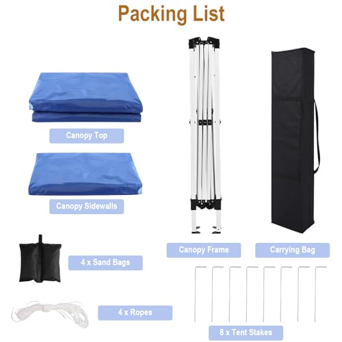 10x20 White Pop Up Canopy Tent Heavy Duty with 6 sidewalls Commercial Outdoor Party Tent Event Wedding Tents Instant Canopy Gazebo with Carry Bag UPF 50+ Waterproof Adjustable Height