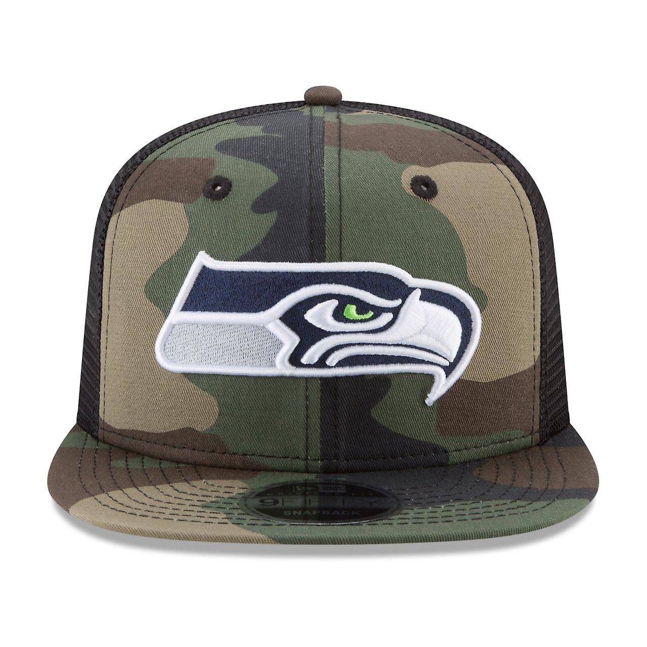 New Era Seattle Seahawks Woodland Camo/Black Trucker 9FIFTY Snapback Adjustable Hat