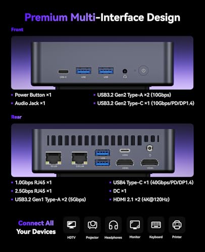 KAMRUI Mini PC with AMD Ryzen 7 5825U, 16GB DDR4 512GB M.2 SSD Mini Computer, Mini Gaming PC with USB Type-C, Desktop Computer Supports Triple 4K Display, WiFi 6, BT 5.2