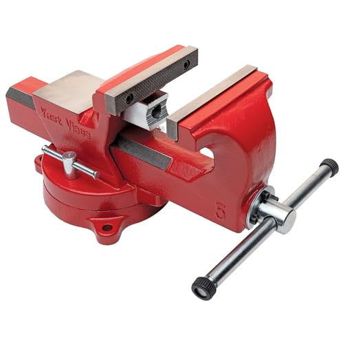 Yost Vises ADI-6 Heavy Duty Vise | 130,000 PSI Tensile Strength Austempered Ductile Iron Bench Vise | 6 Inch Jaw Width with a 360 Degrees Interlocking Swivel Base and 2 Lockdowns | Red
