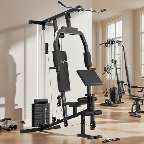 Soozier Multifunction Home Gym System, Workout Station with 99Lbs Weight Stack, for Full Body Exercise