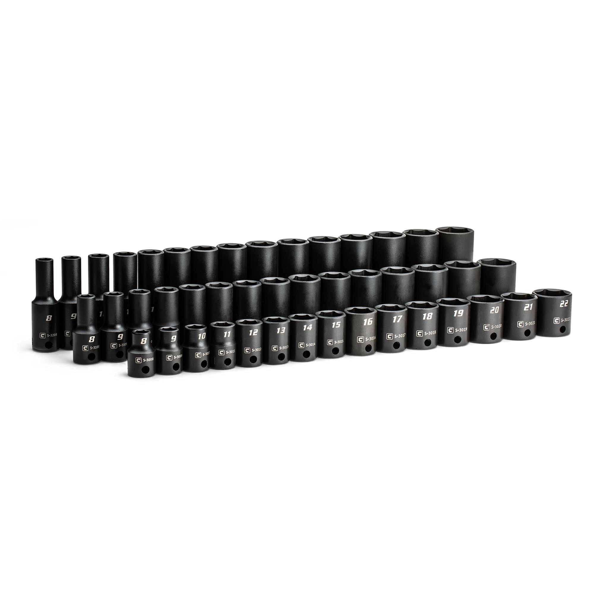 Capri Tools 3/8 in. Drive Shallow, Semi-Deep and Deep Impact Socket Set, Metric