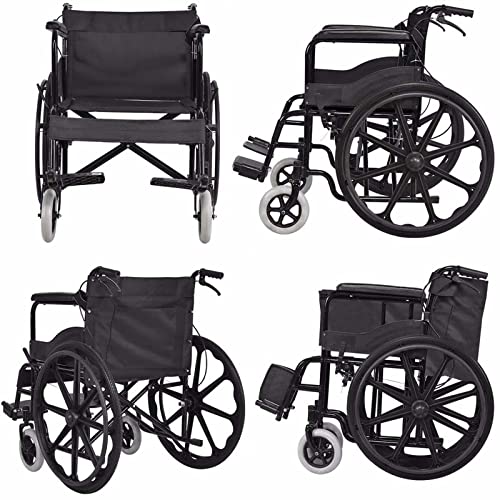 Extra-Wide Wheelchair, Heavy Duty Bariatric Wheelchair - Folding Transport Chair for Adults with Comfortable Full Arms and Swing-Away Footrests, 20" Wide Seat,418 Lbs Weight Capacity,Blue